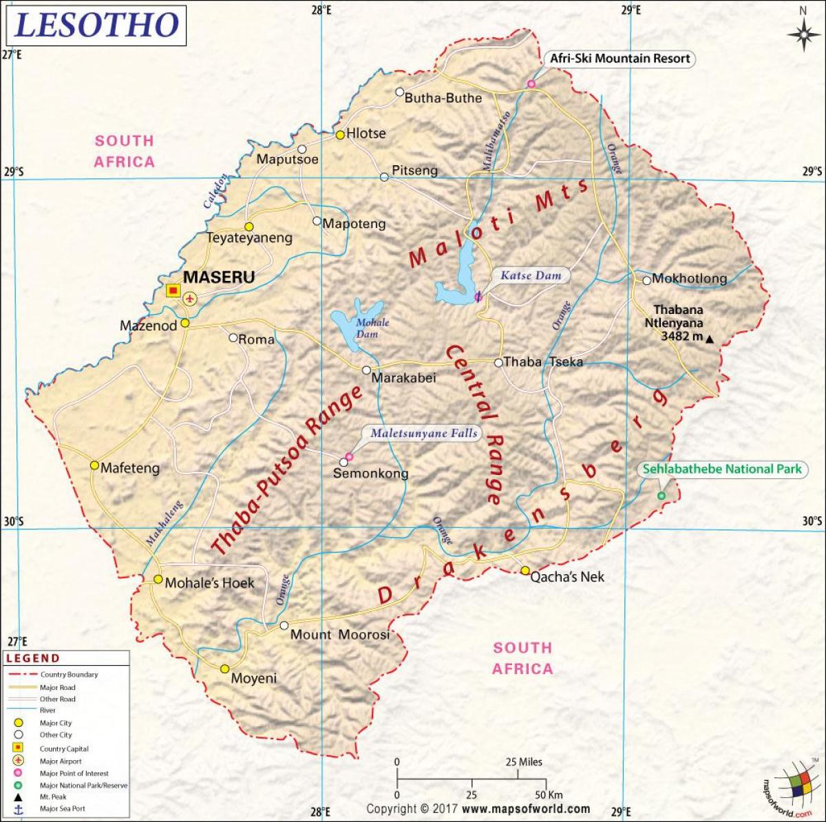 Lesotho kaart foto's