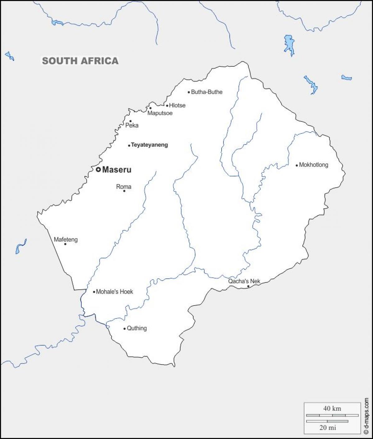 kaart van maputsoe Lesotho