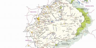 Kaart van Lesotho grens poste