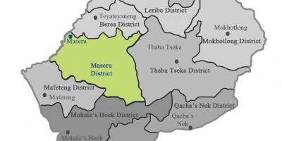 Kaart van Lesotho wat distrikte
