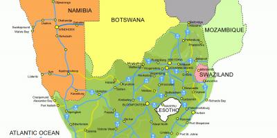 Kaart van Lesotho en suid-afrika