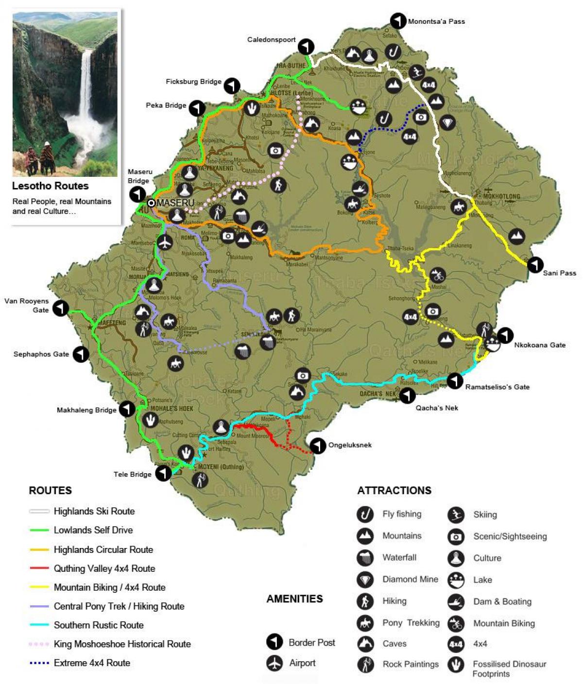 kaart van Lesotho toeriste